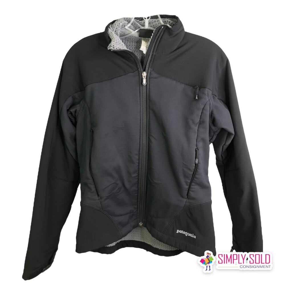 Patagonia Women's Windbreaker Jacket Polartec Outdoors Black Full Zip Pockets XS